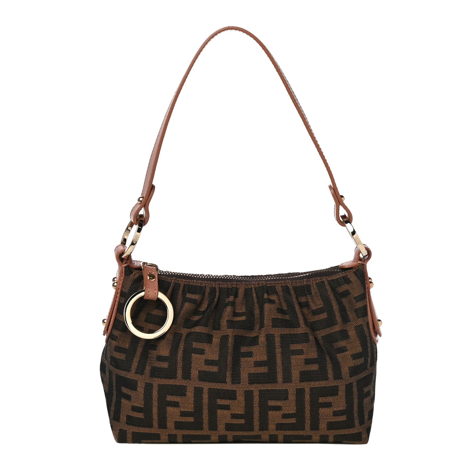 Fendi Zucca Cuoio Lucido Hobo Tobacco Bois de Rose 1 of 9