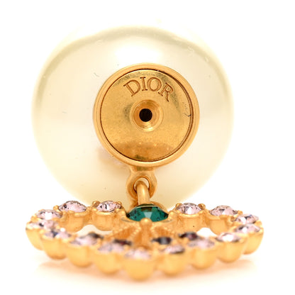 Christian Dior Pearl Crystal Heart Tribal Earrings Gold Multicolor 4 of 5