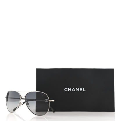 Chanel Metal Polarized Aviator CC Sunglasses 4189-T-Q Silver 8 of 8