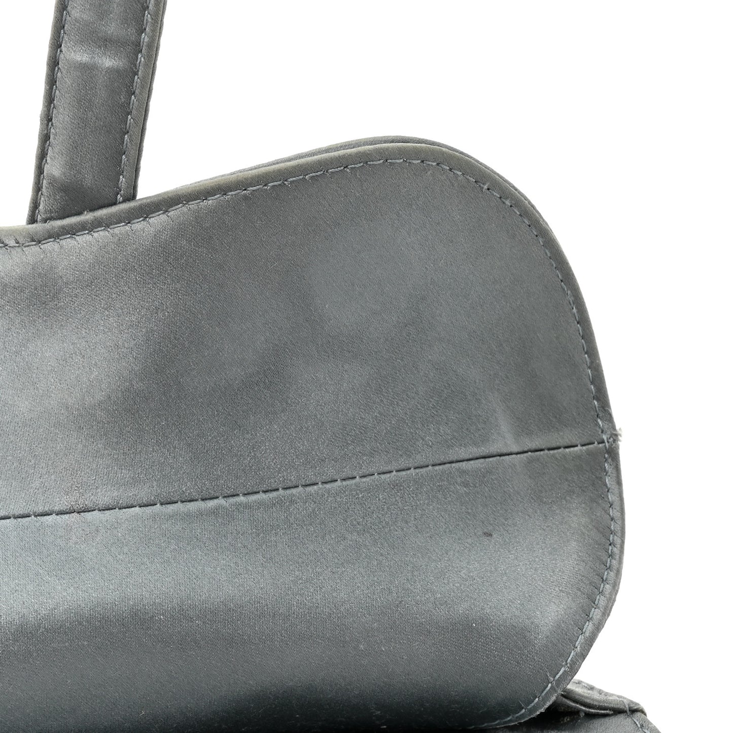 Satin Crystal Mini Saddle Bag Blue Gray