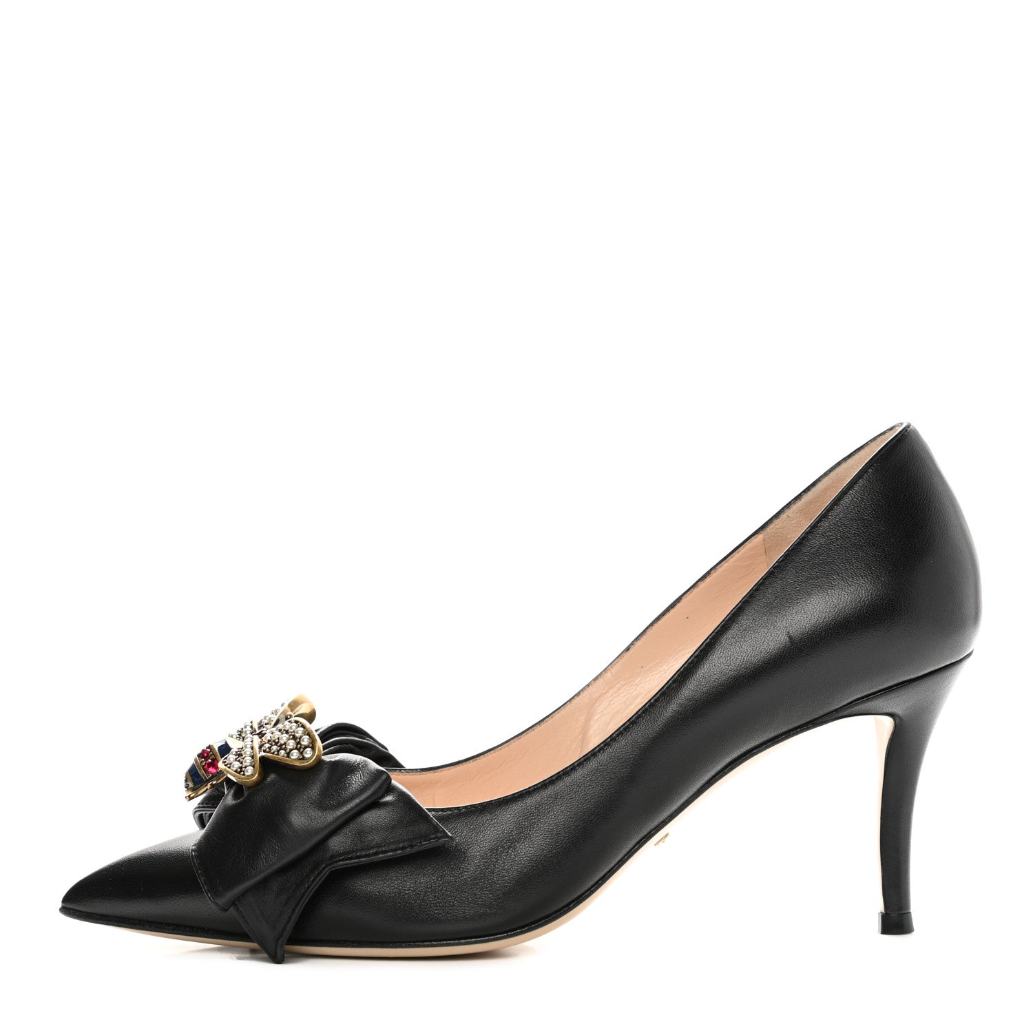 Gucci Nappa Queen Margaret Mid Heel Pumps 38 Black 1 of 11