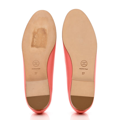 Chanel Goatskin Cap Toe CC Ballerina Flats 37 Pink 5 of 11