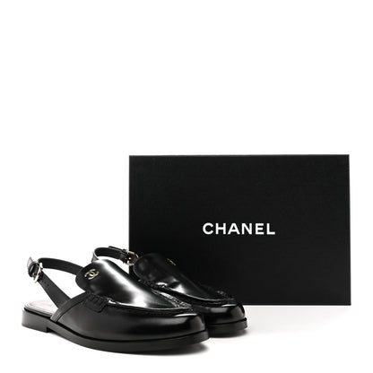 Chanel Shiny Calfskin Slingback Loafers 36.5 Black 10 of 10