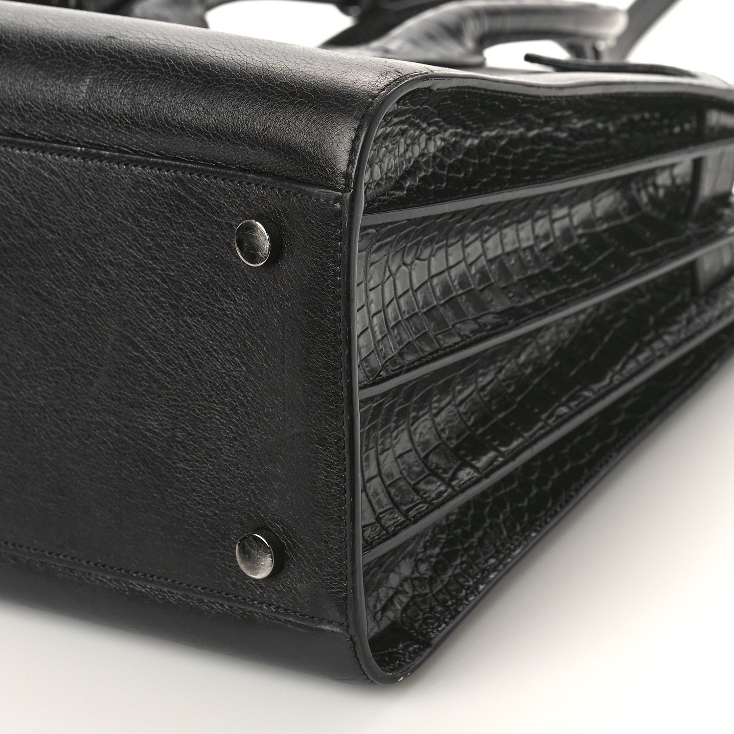 Saint Laurent Calfskin Crocodile Embossed Small Sac de Jour Black 9 of 9
