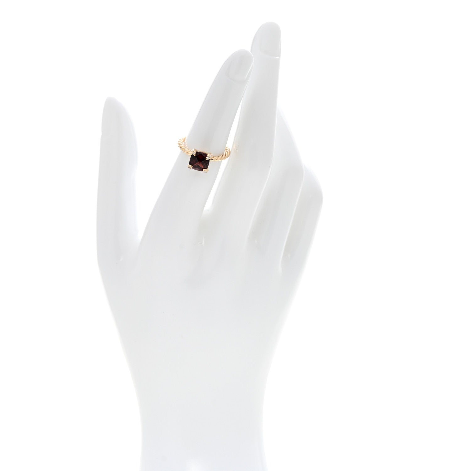 David Yurman 18K Yellow Gold Diamond Garnet 7mm Chatelaine Ring 49 4.75 2 of 4
