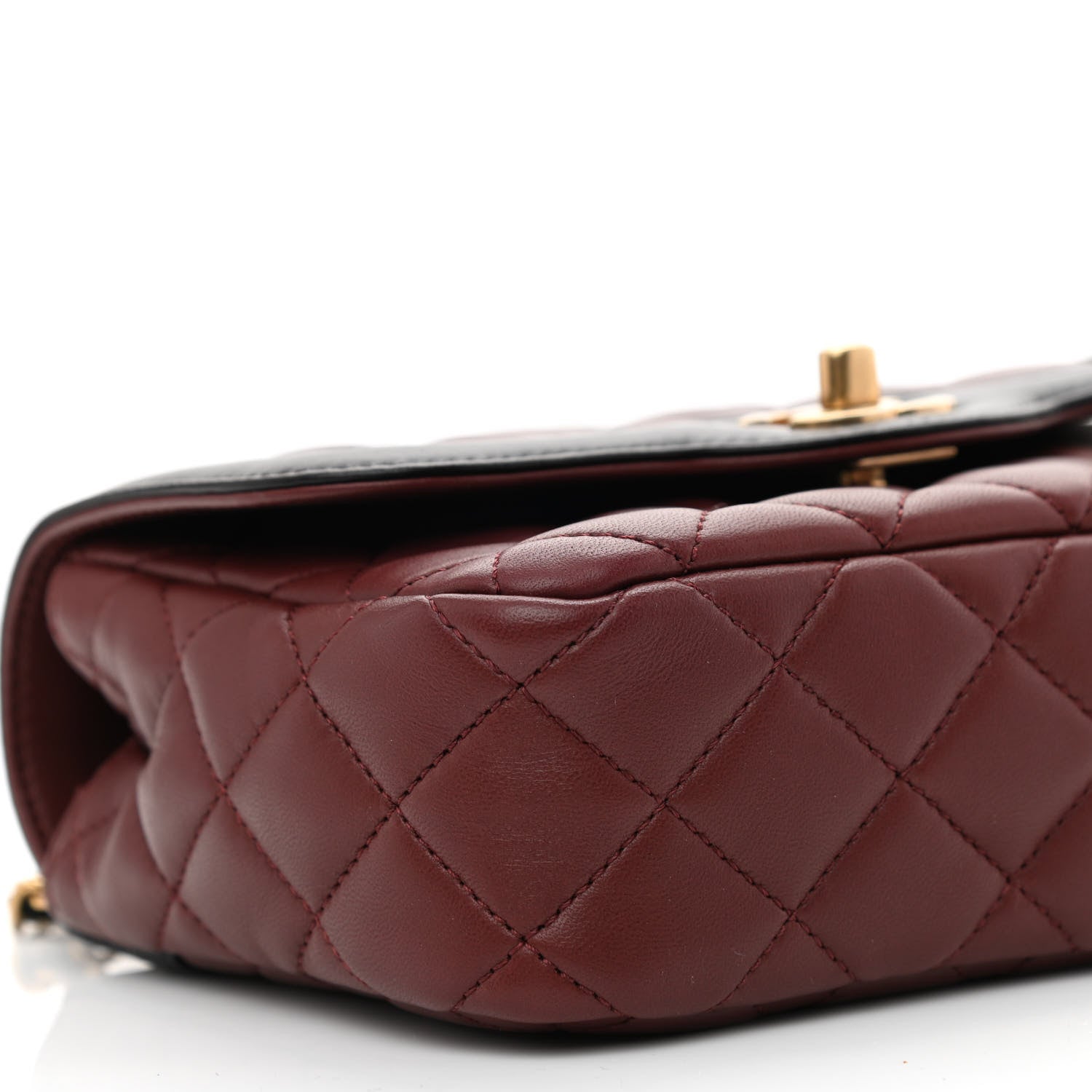Chanel Lambskin Quilted Mini Two Tone Day Flap Burgundy 9 of 10