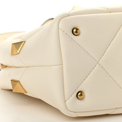 Valentino Garavani Nappa Small Roman Stud The Handle Bag Ivory 8 of 9