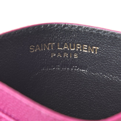 Saint Laurent Grain De Poudre Matelasse Chevron Monogram Credit Card Case Dark Grape 6 of 8