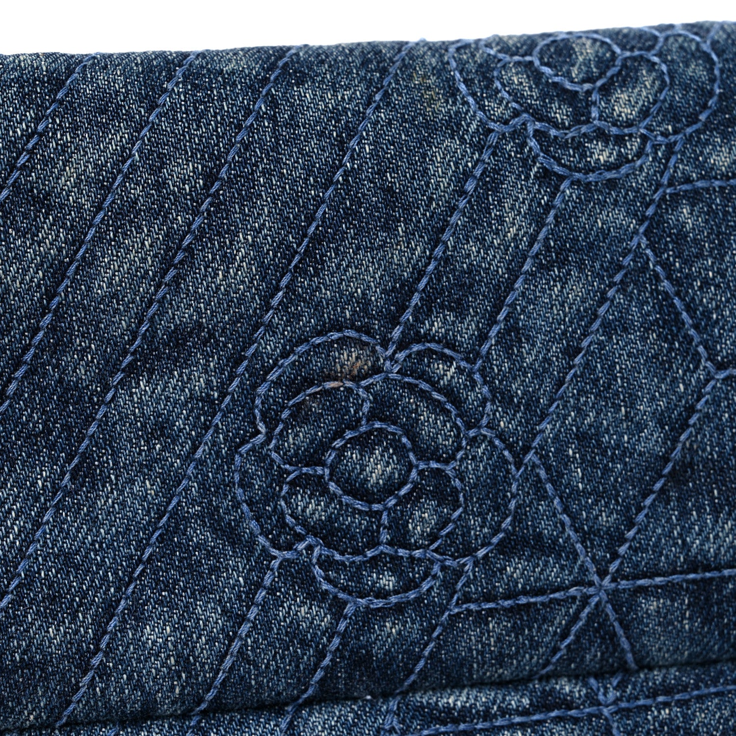 Chanel Denim Camellia Embroidered Medium Just Mademoiselle Blue 11 of 13