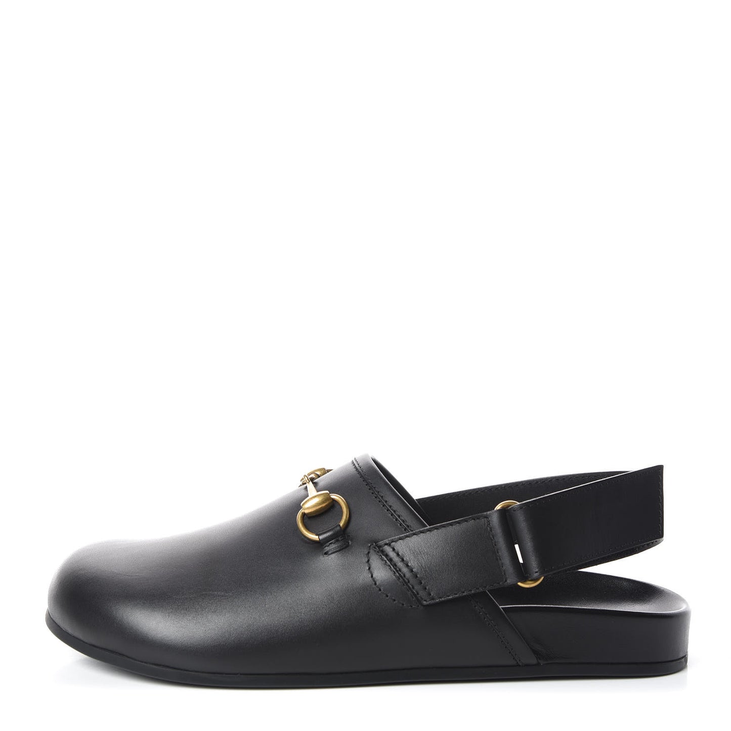 Calfskin Mens Horsebit River Slingback Slippers 7 Black