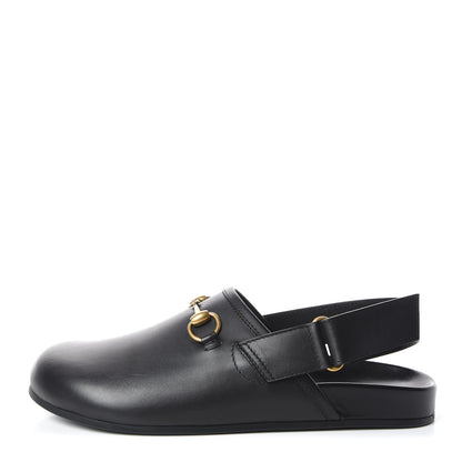 Gucci Calfskin Mens Horsebit River Slingback Slippers 7 Black 1 of 10