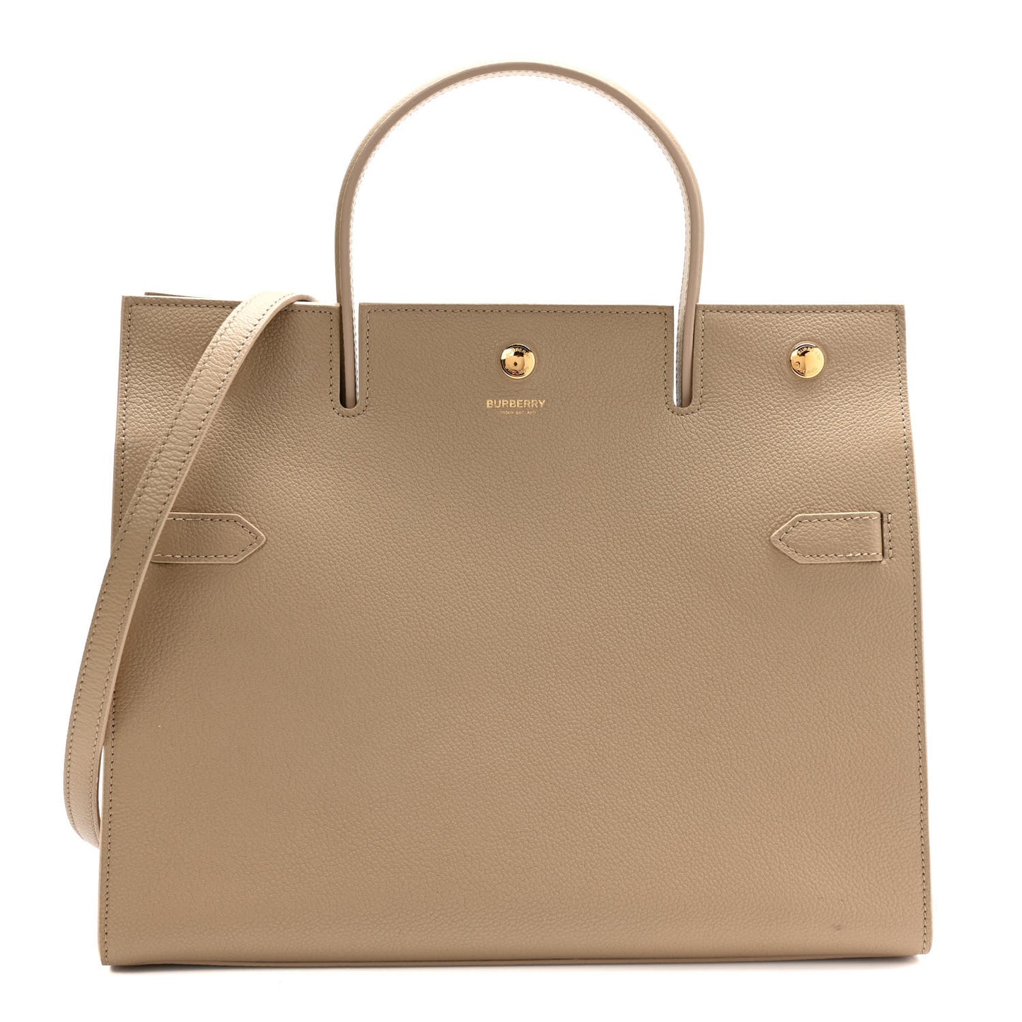 Grainy Calfskin Medium Title Bag Honey