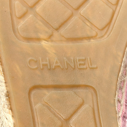 Chanel Tweed Patent CC Espadrilles 38 Pink Black 6 of 7
