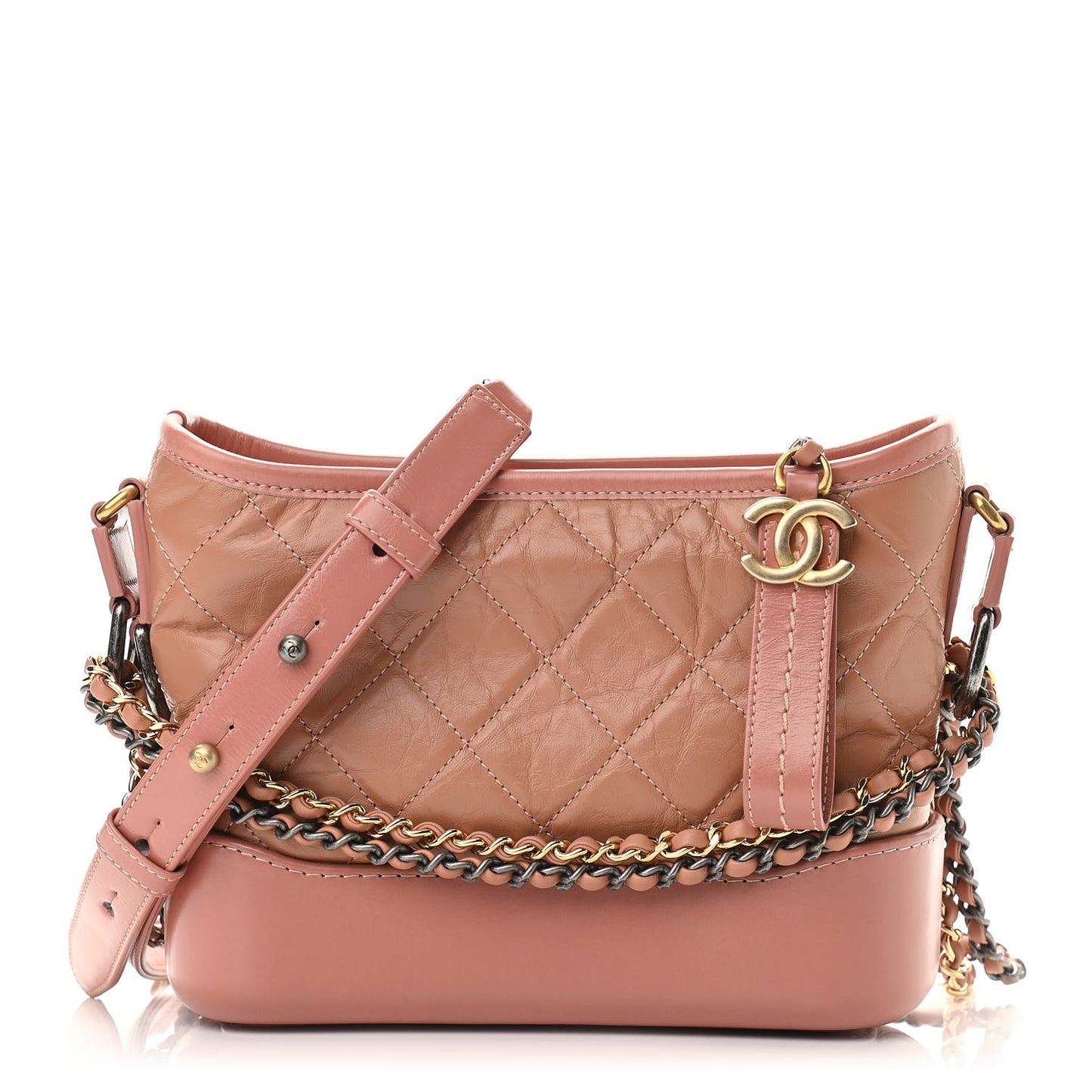 Aged Calfskin Quilted Small Gabrielle Hobo Pink