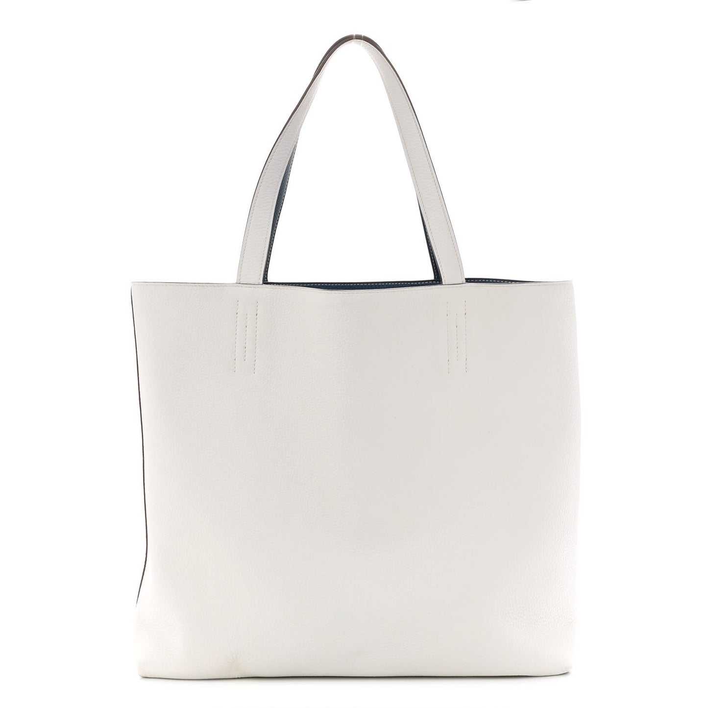 Taurillon Clemence Double Sens 45 Reversible Tote Bleu Thalassa White