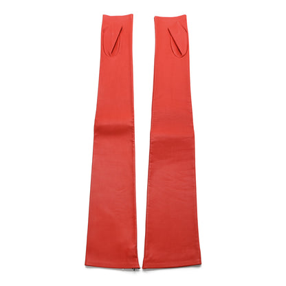 Chanel Lambskin Fingerless CC Long Gloves 7.5 Red 2 of 5