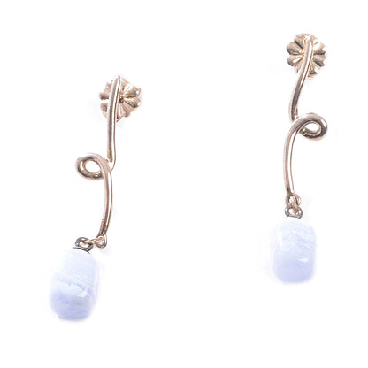 Tiffany Sterling Silver Blue Lace Agate Twirl Drop Earrings 1 of 4