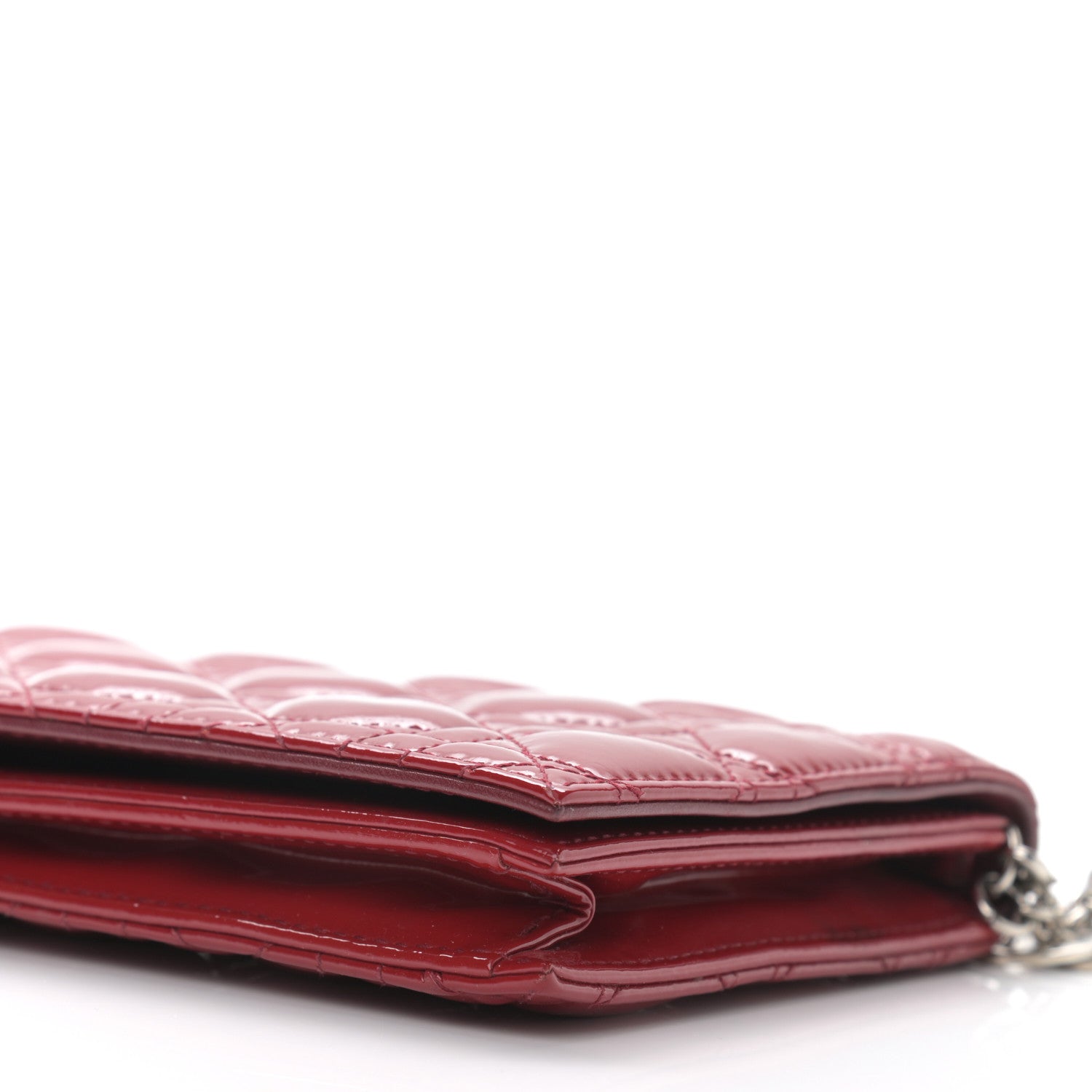 Christian Dior Patent Cannage Rendezvous Chain Wallet Red 6 of 11