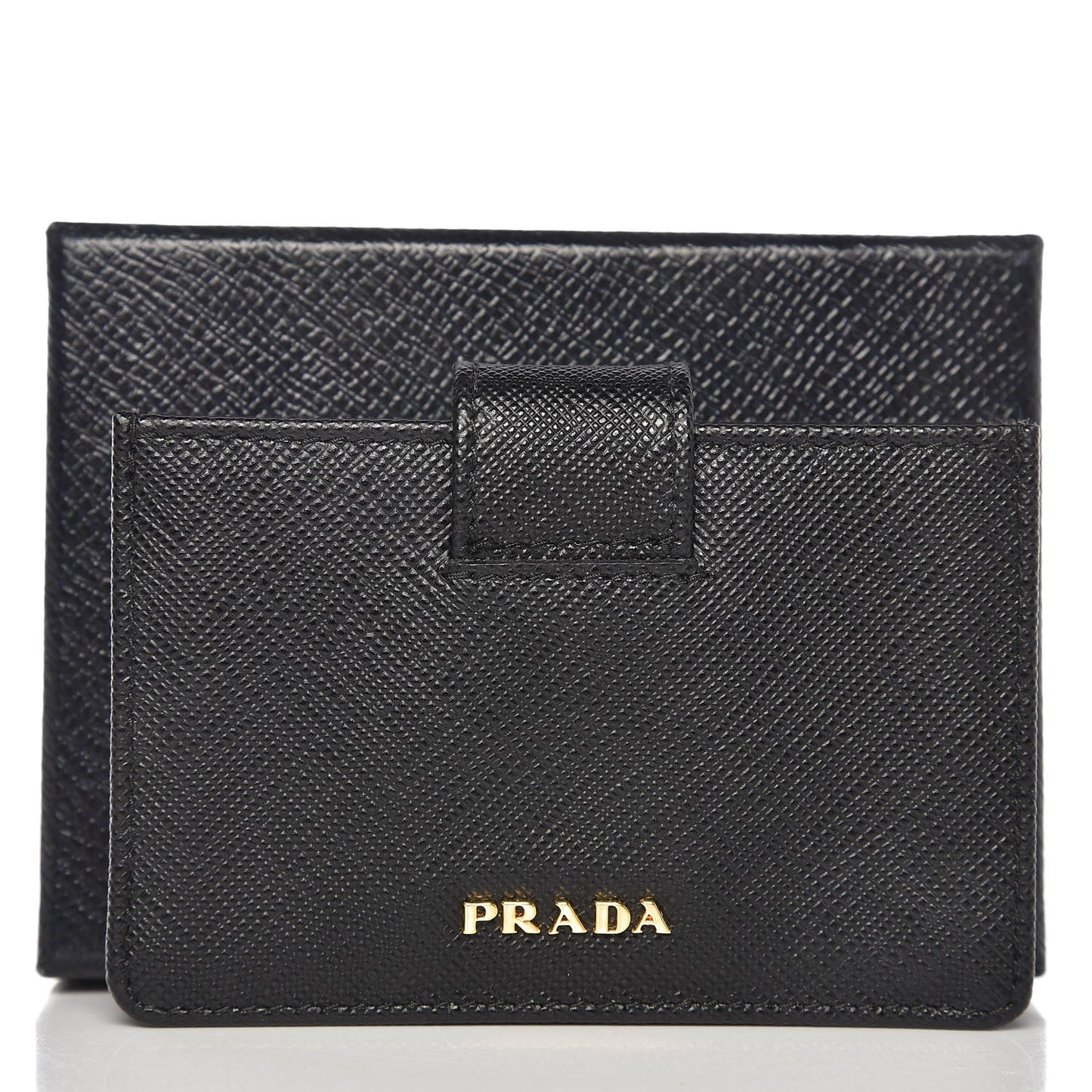Saffiano Metal Gusseted Card Holder Black