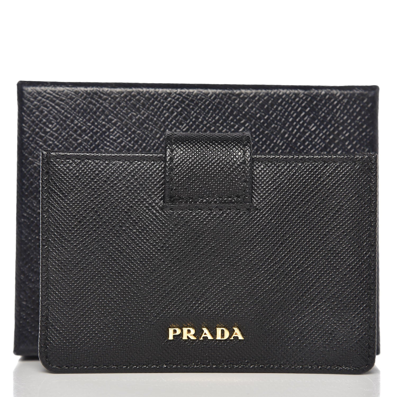 Prada Saffiano Metal Gusseted Card Holder Black 7 of 7