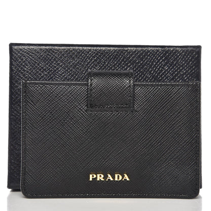 Prada Saffiano Metal Gusseted Card Holder Black 7 of 7