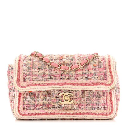 Chanel Tweed Braid Mini Flap White Pink 1 of 11