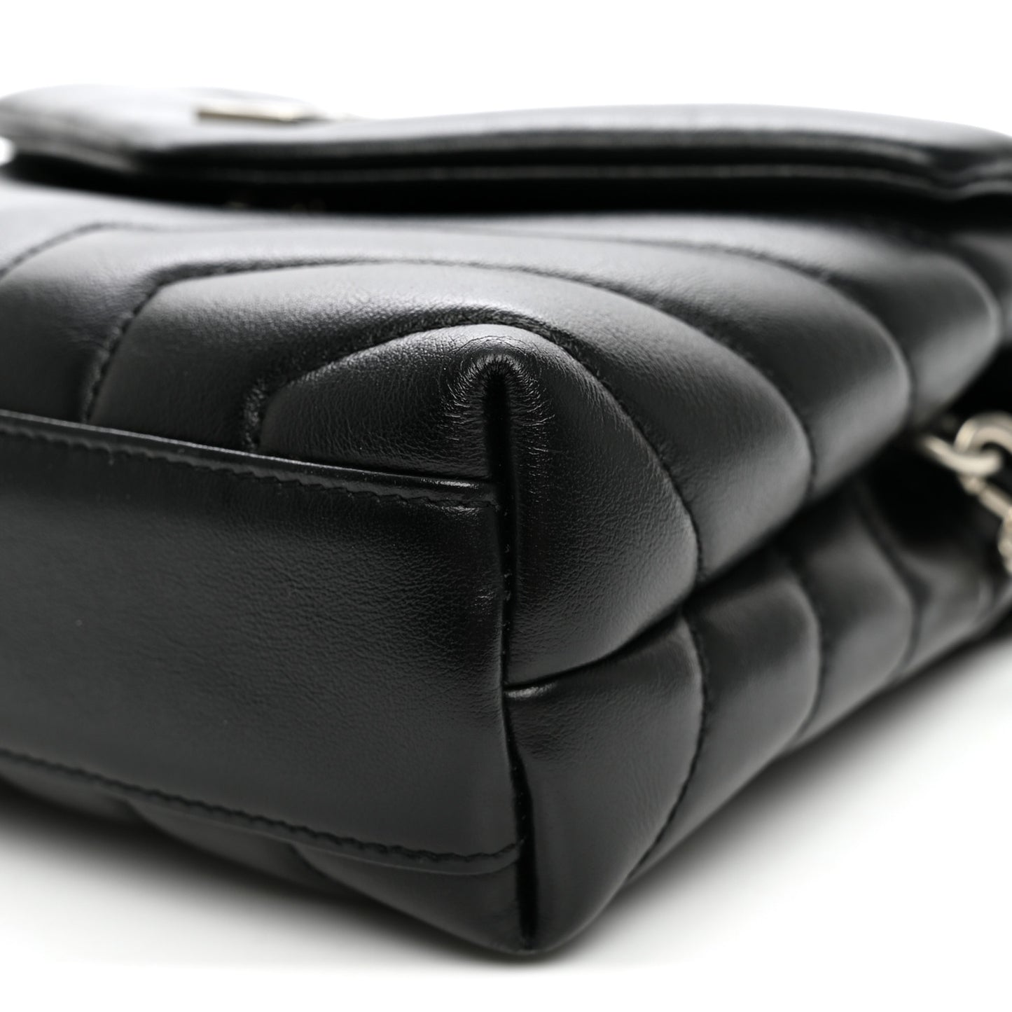 Calfskin Y Quilted Monogram Toy Loulou Crossbody Bag Black