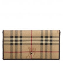Burberry Haymarket Check Continental Wallet Brown 1 of 9