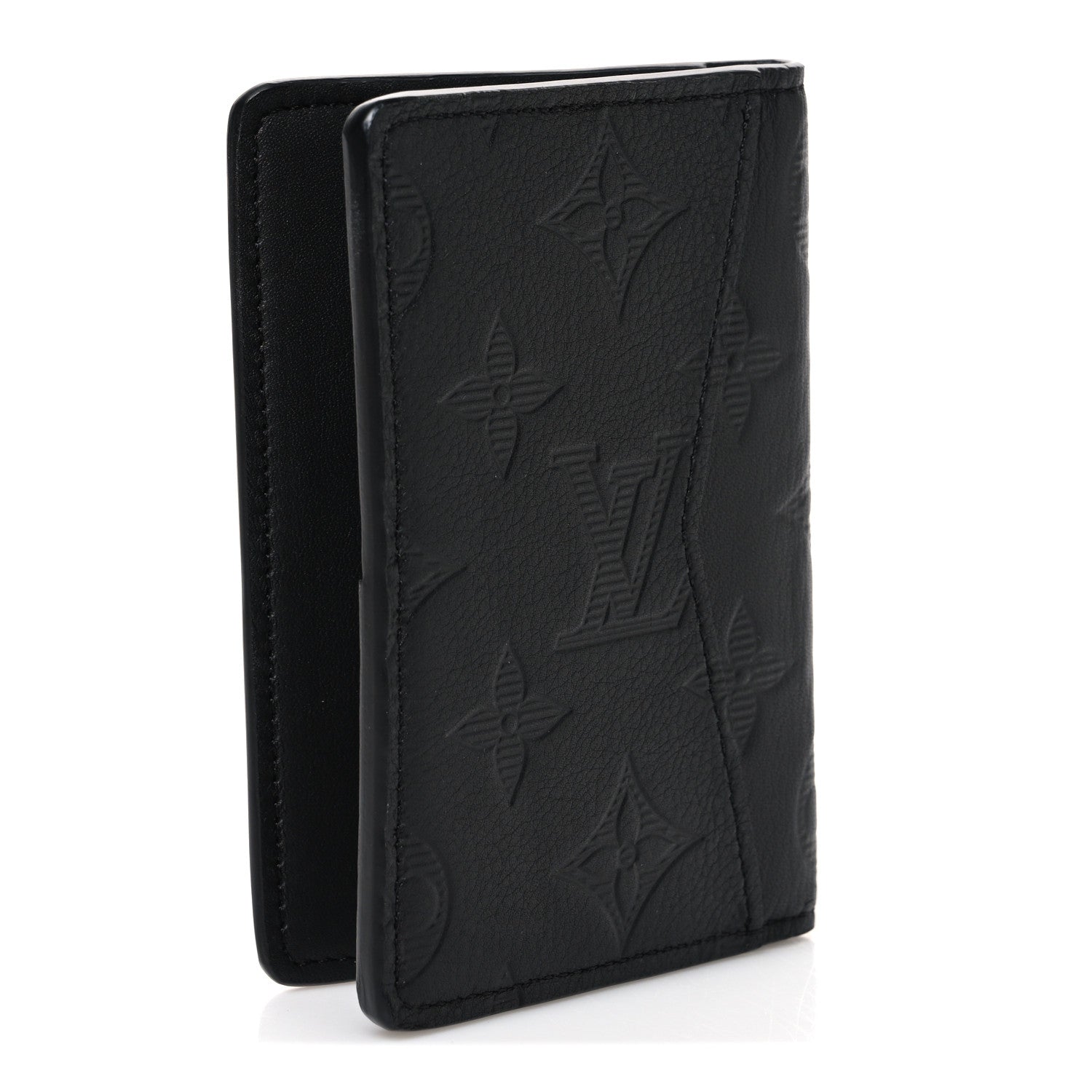 Louis Vuitton Calfskin Monogram Shadow Pocket Organizer Black 3 of 8