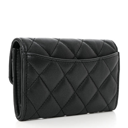 Chanel Pearly Lambskin Quilted Flap Card Holder Wallet So Black 3 of 9