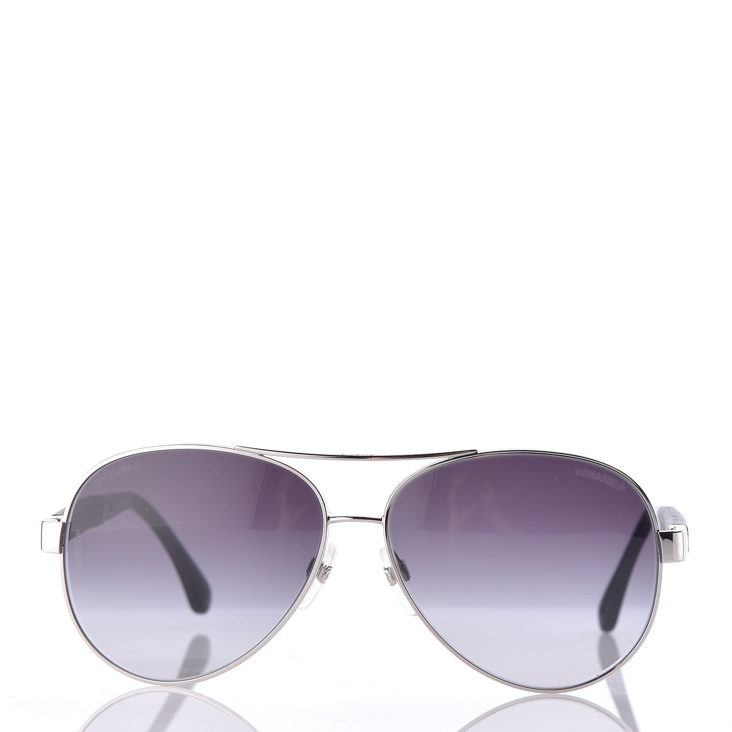Chanel Lambskin Quilted CC Aviator Sunglasses 4195-Q Black 2 of 7
