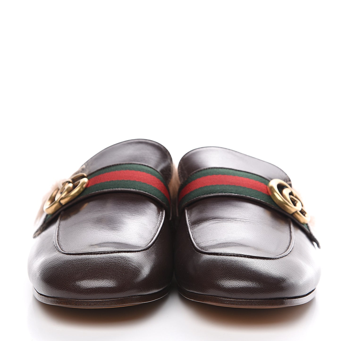 Goatskin Fur Web GG Mens Princetown Slippers 8 Cocoa