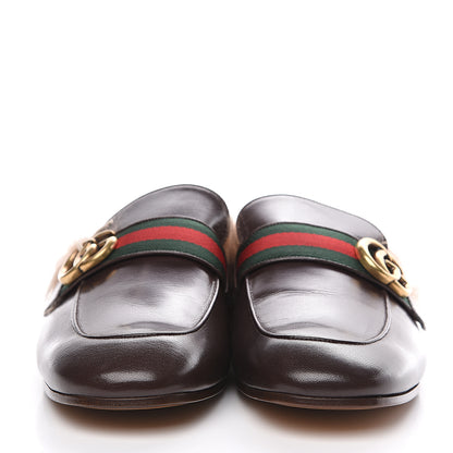 Gucci Goatskin Fur Web GG Mens Princetown Slippers 8 Cocoa 2 of 9