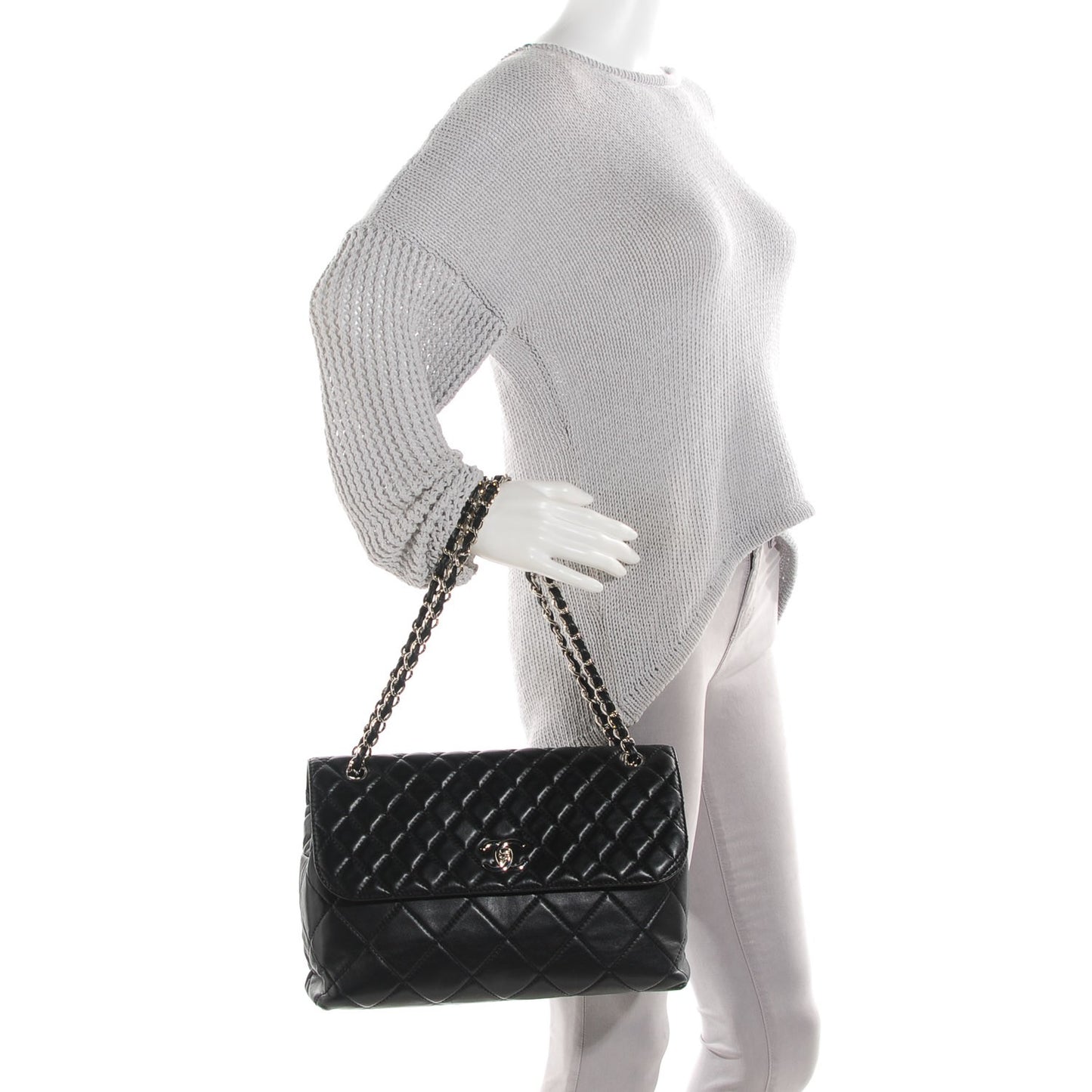 Calfskin Quilted In the Business Flap Bag Black
