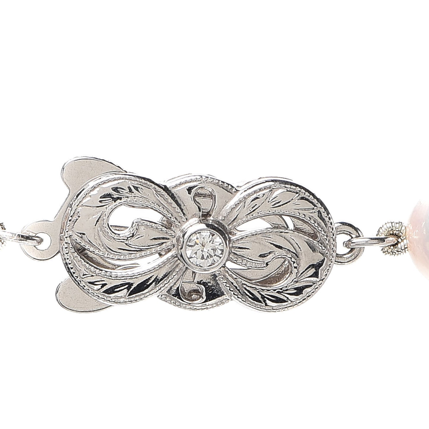 18K White Gold Diamond Akoya Pearl 7-9mm Graduated Strand Rondelle Necklace
