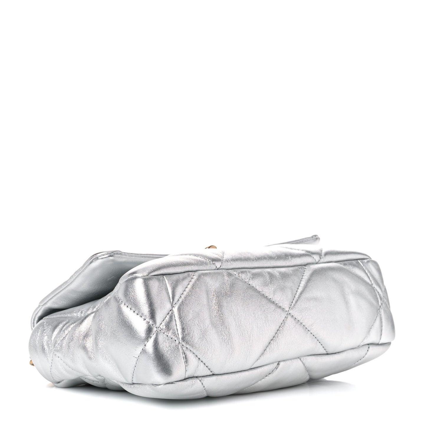 Metallic Goatskin Quilted Medium Chanel 19 Flap Silver