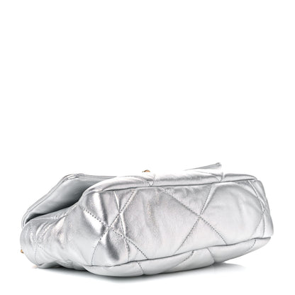 Chanel Metallic Goatskin Quilted Medium Chanel 19 Flap Silver 4 of 13