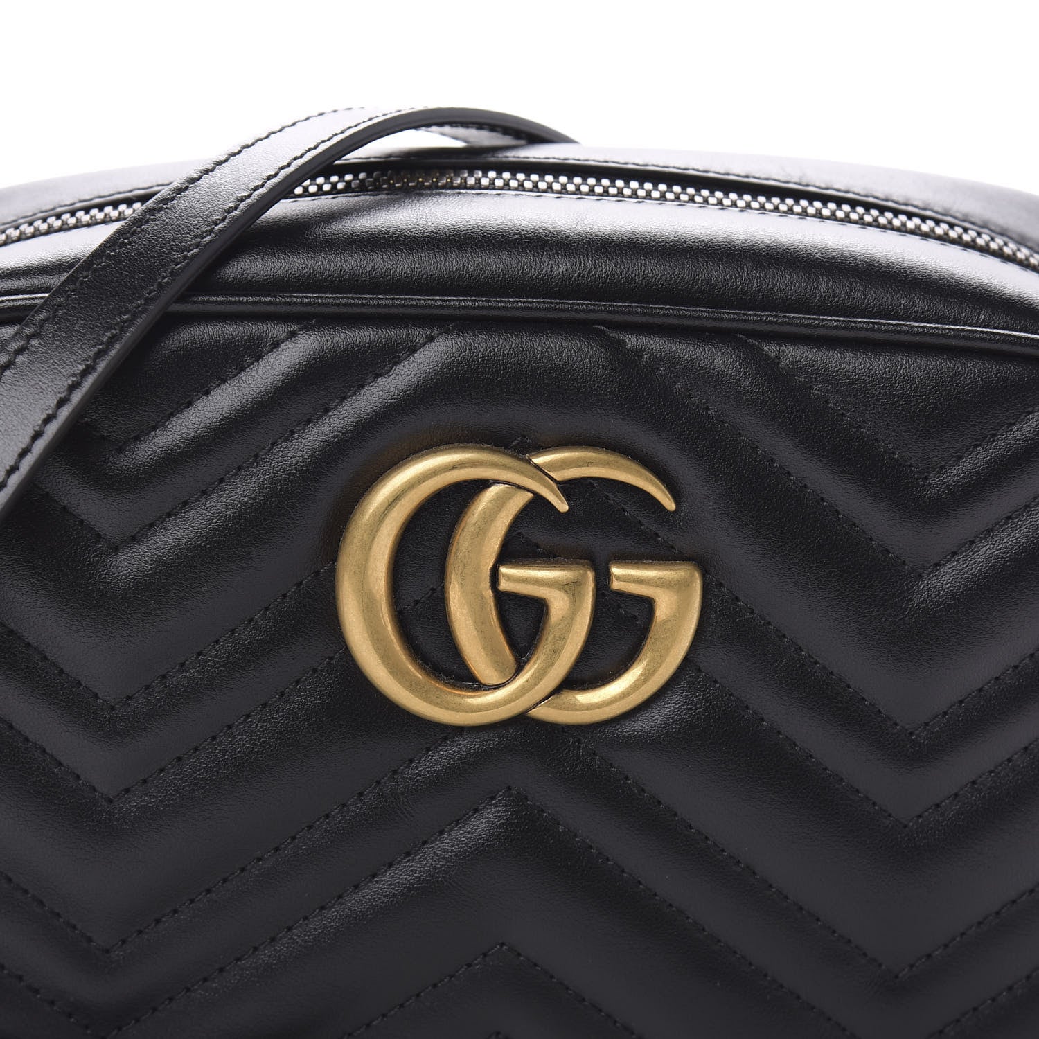Gucci Calfskin Matelasse Small GG Marmont Chain Shoulder Bag Black 10 of 10