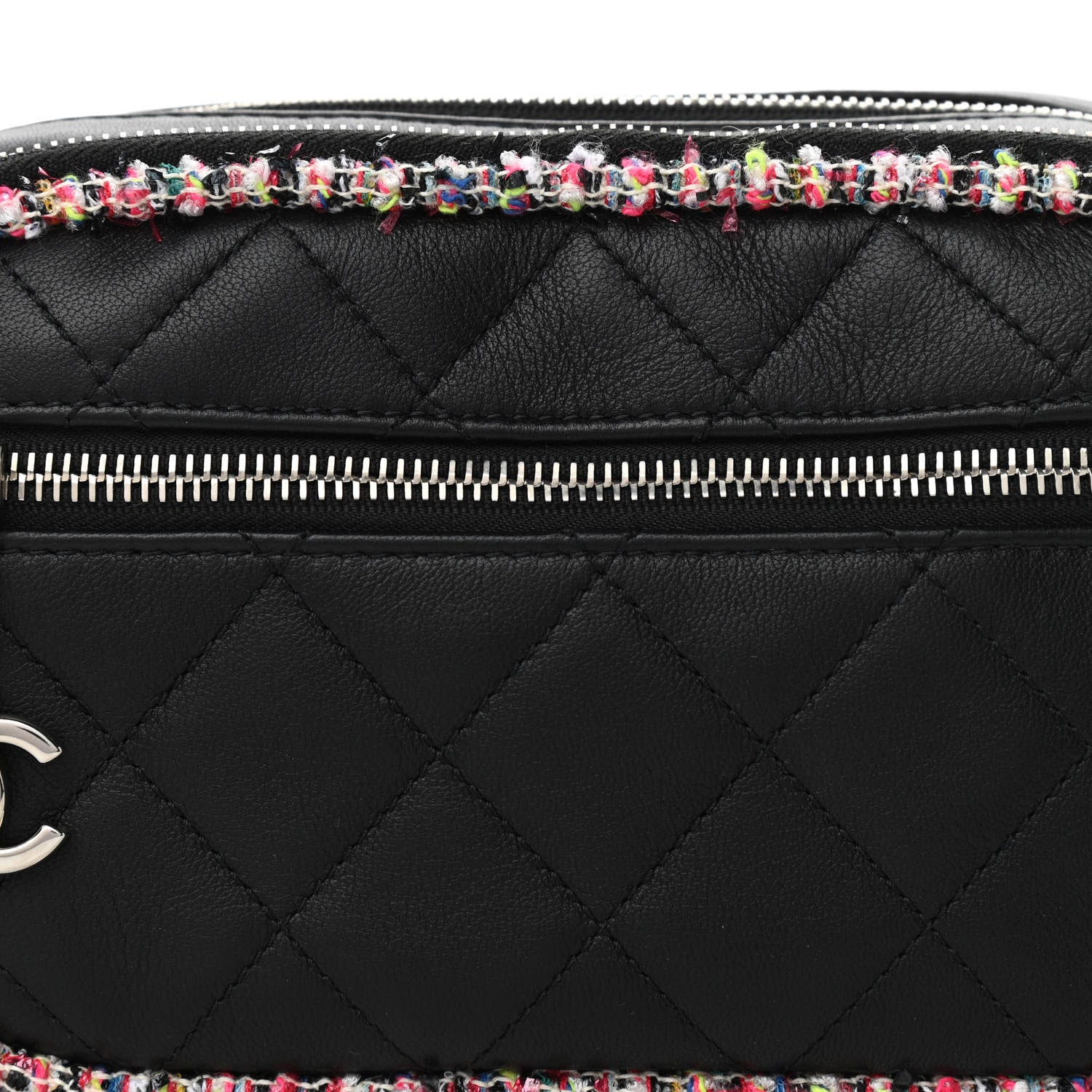 Chanel Lambskin Tweed Quilted Elegant Trim Waist Belt Bag Black 8 of 10