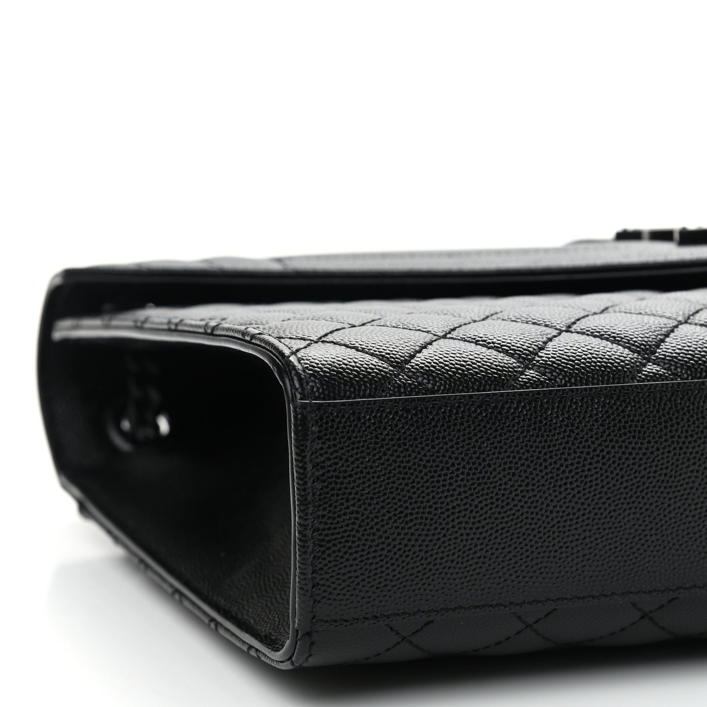 Grain De Poudre Textured Mixed Matelasse Large Triquilt Monogram Monochrome Satchel Black