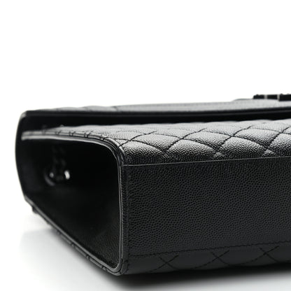 Saint Laurent Grain De Poudre Textured Mixed Matelasse Large Triquilt Monogram Monochrome Satchel Black 9 of 11