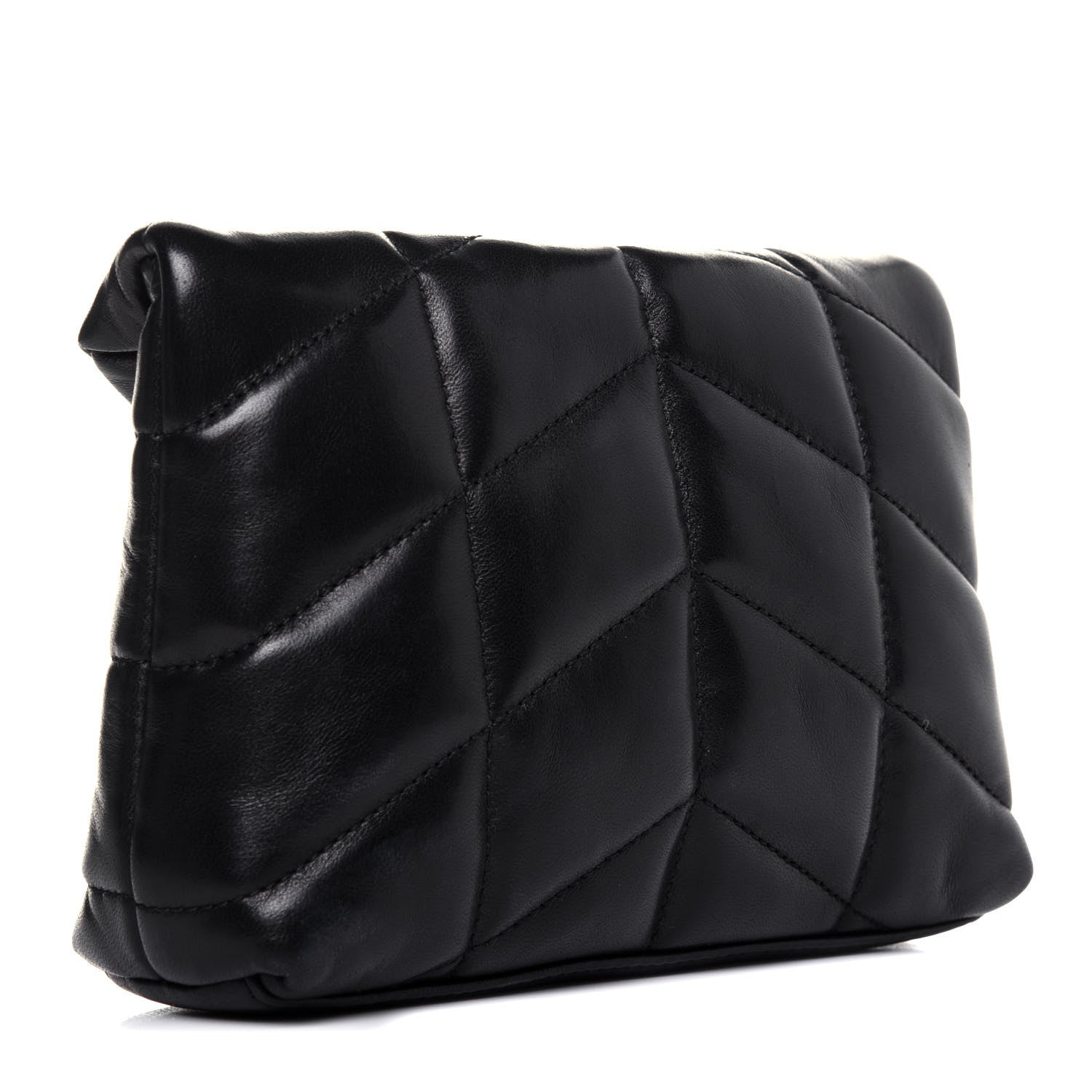 Saint Laurent Lambskin Monogram Loulou Puffer Pouch Clutch Black 4 of 17