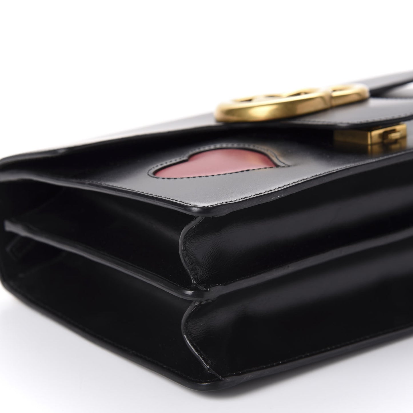 Knight Calfskin Malaga Kid Heart Medium GG Marmont Chain Handle Bag Black Hibiscus Red Multicolor
