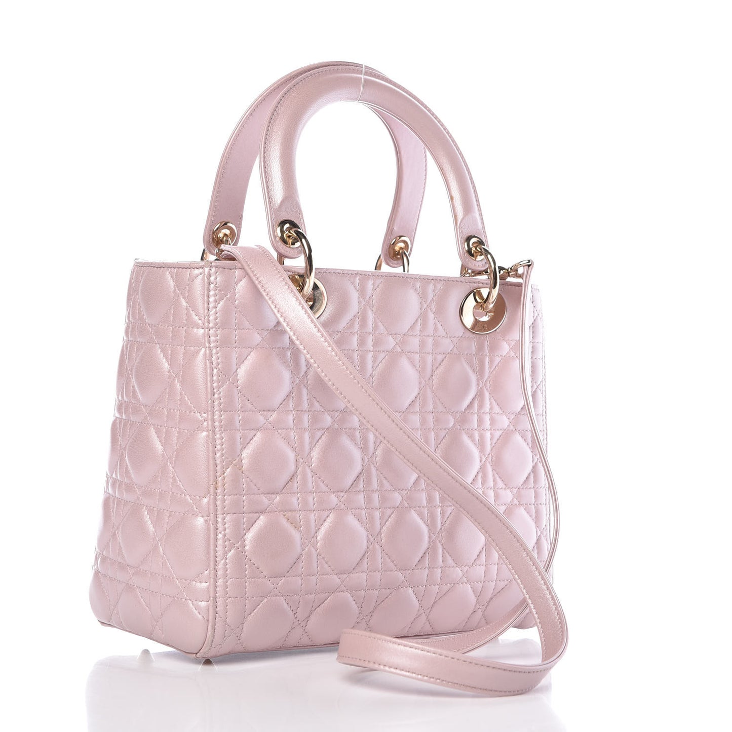 Pearly Lambskin Cannage Medium Lady Dior Lotus