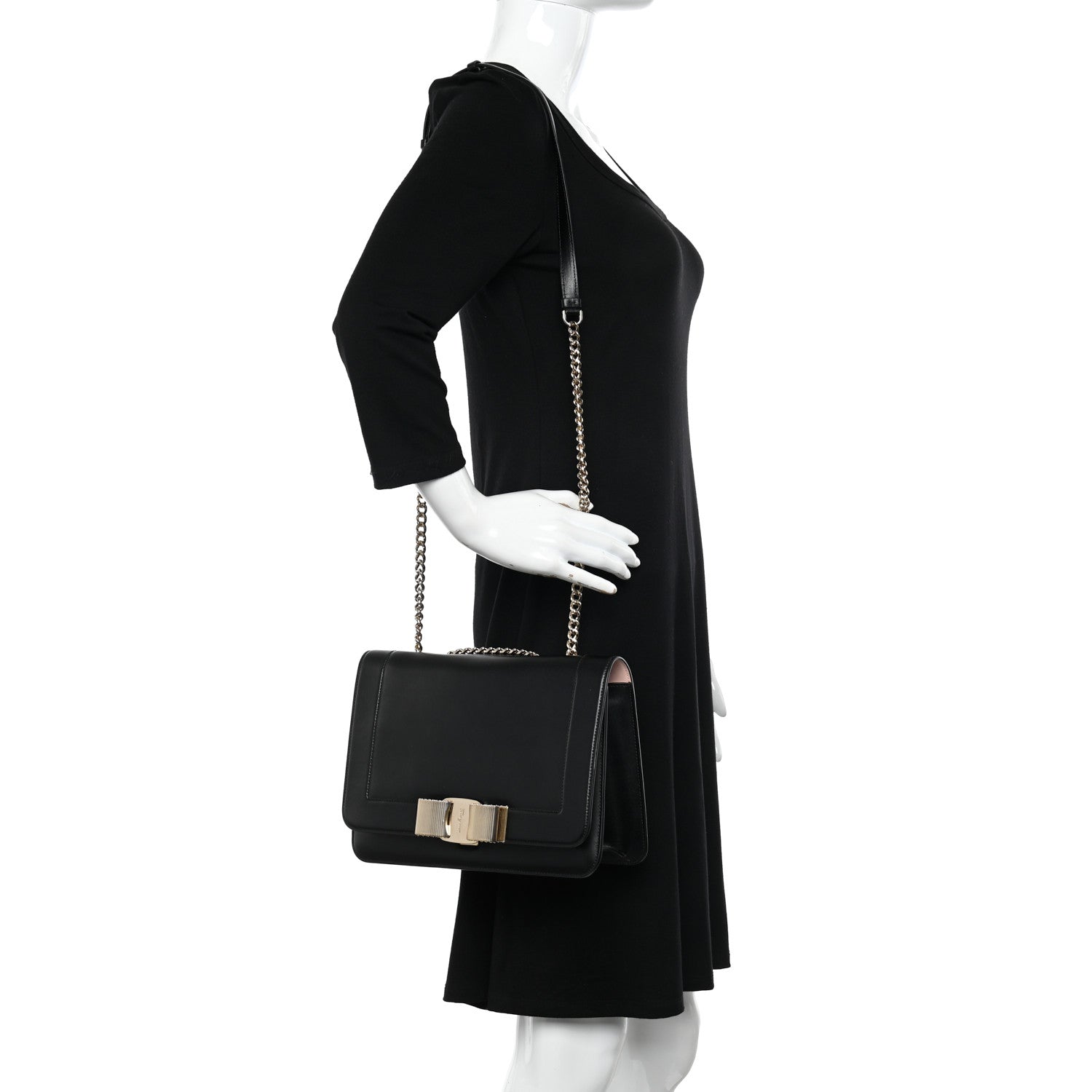 Salvatore Ferragamo Calfskin Vara Crossbody Bag Black Bonbon 2 of 10
