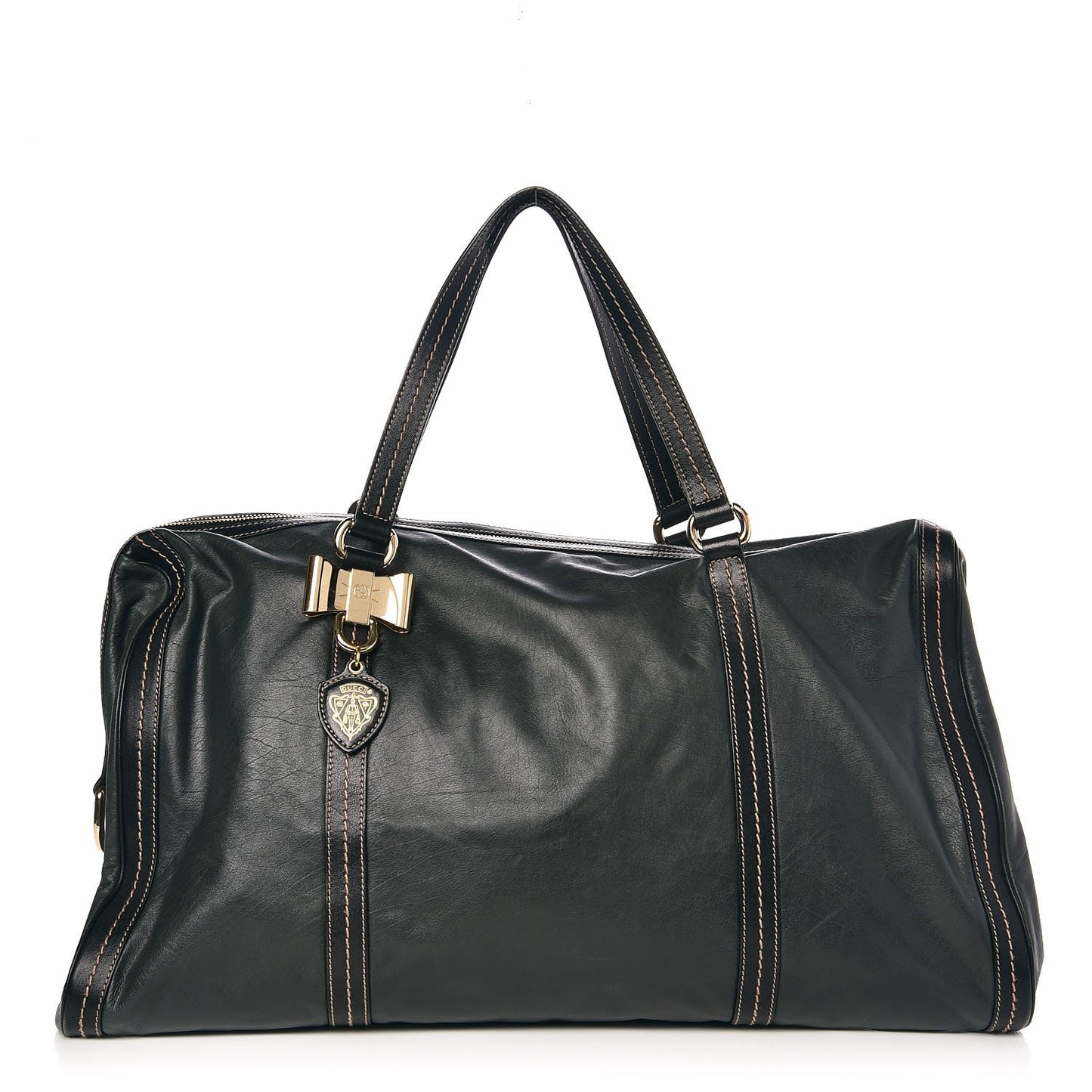 Calfskin Duchessa Large Boston Tote Bag Black