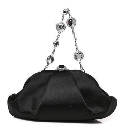 Judith Leiber Satin Crystal Evening Clutch Black 1 of 7