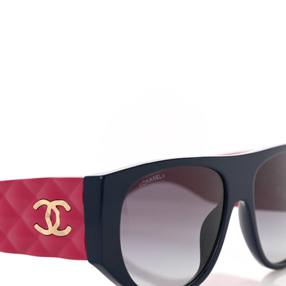 Chanel Acetate Quilted CC Pilot Sunglasses 71465 Pink Black 13 of 17
