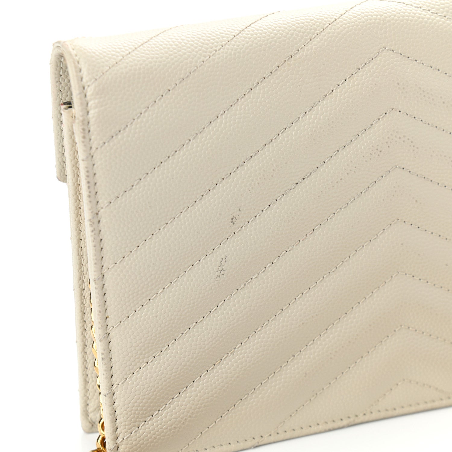 Saint Laurent Grain De Poudre Matelasse Chevron Monogram Envelope Chain Wallet Crema Soft 11 of 11