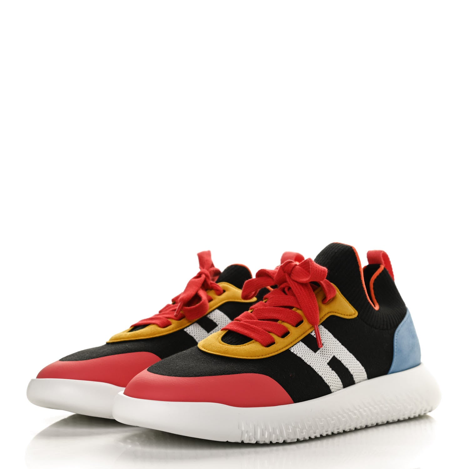 Hermes Knit Suede Goatskin Womens Crew Sneakers 40 Multicolor 3 of 9